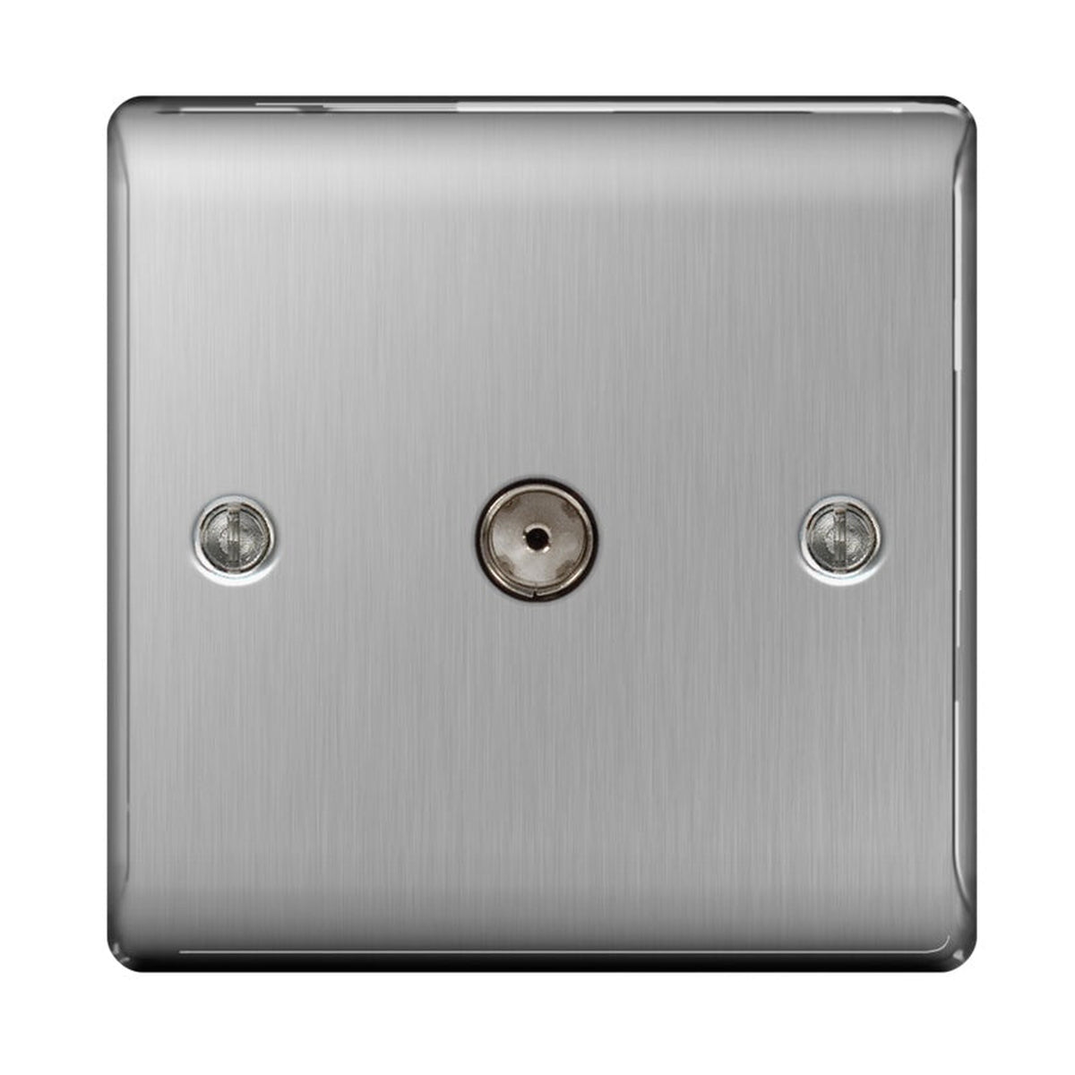 BG brushed steel 1 gang co-axial socket
