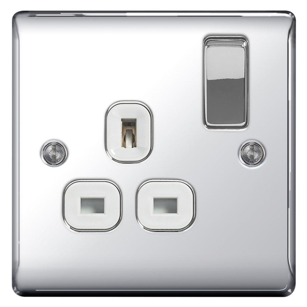 BG chrome 13A single gang switched socket