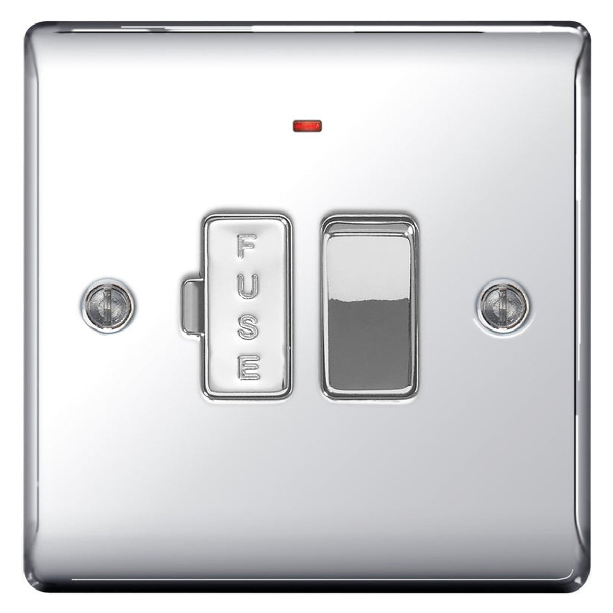 BG Flatplate chrome 13A switched fused connection unit with neon