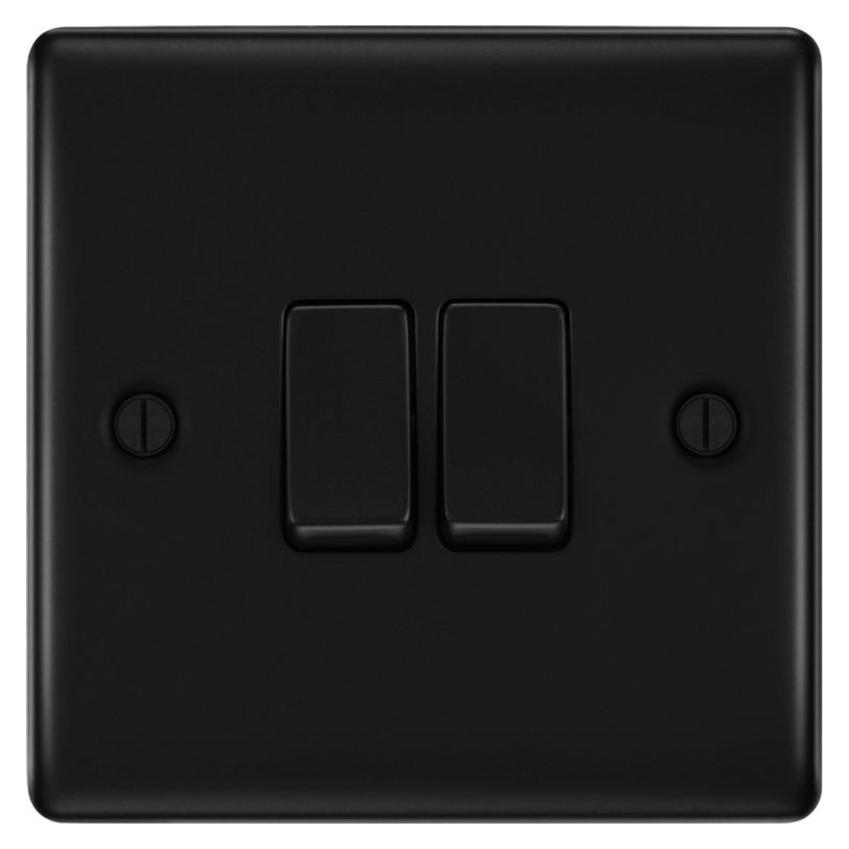 BG matt black 20A double 2 way light switch, view 2