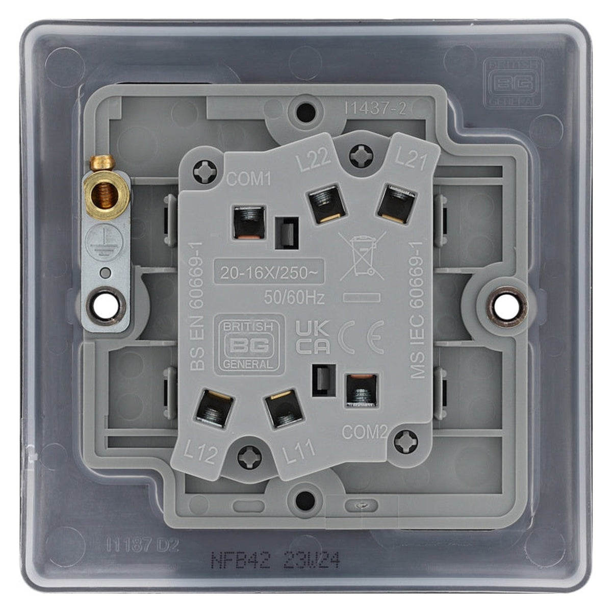 BG matt black 20A double 2 way light switch, view 3
