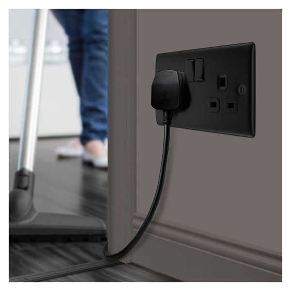 BG matt black 13A double switched socket