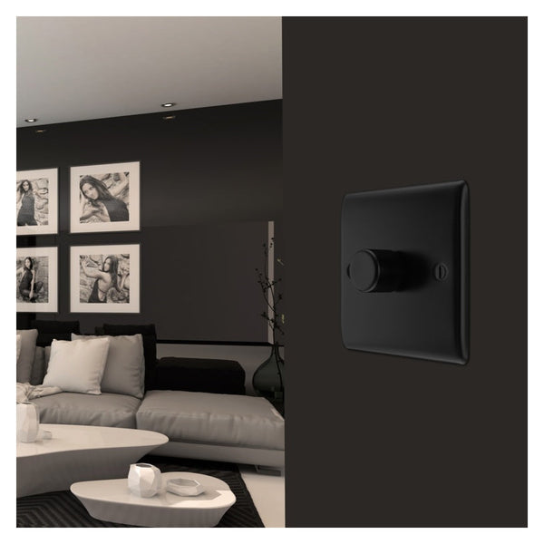BG 200W matt black single dimmer switch