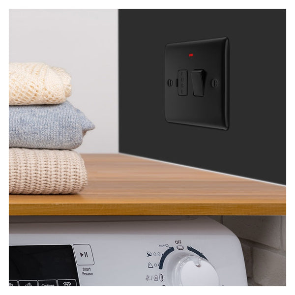 BG matt black 13A switched fused connection unit