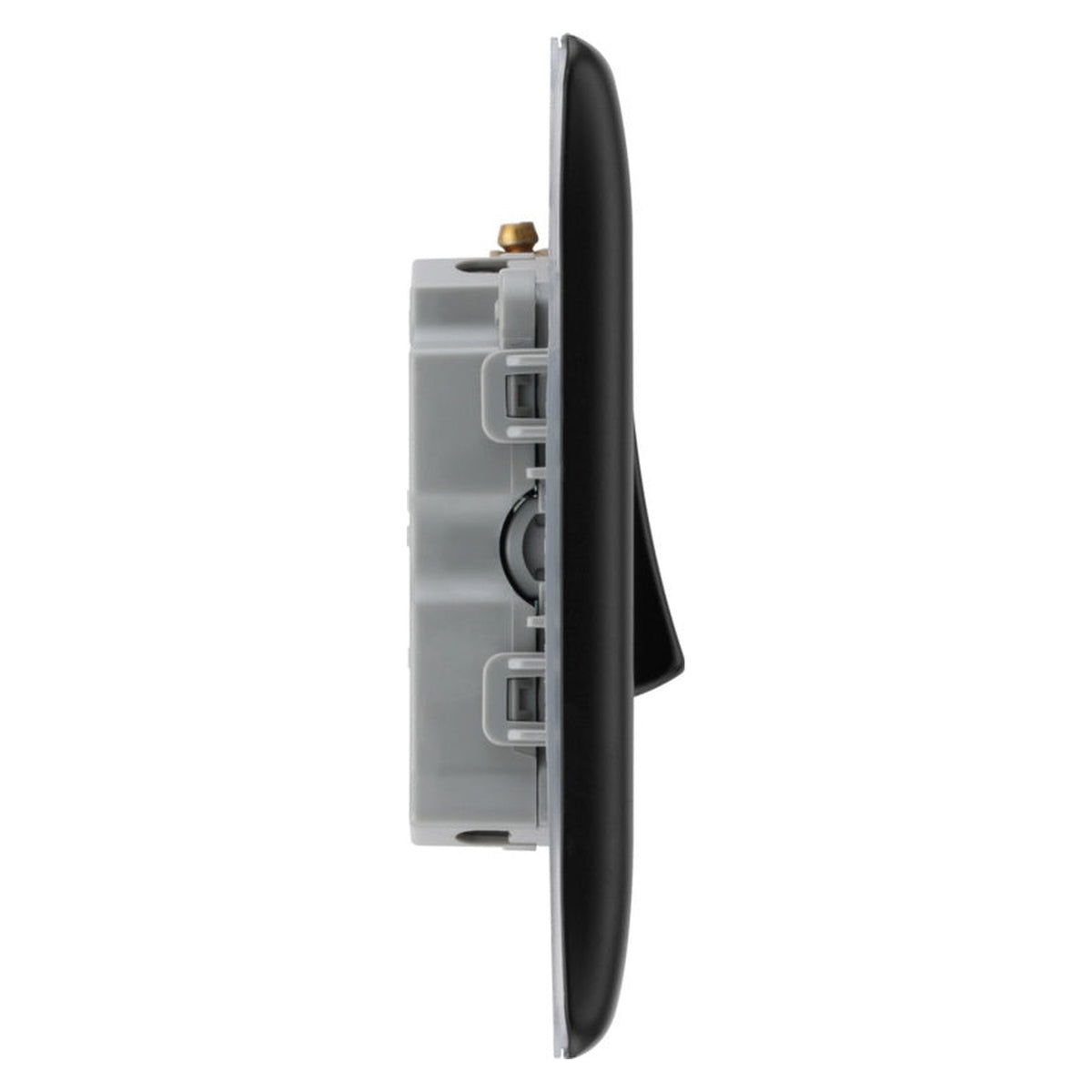 BG matt black triple 2 way light switch, view 4