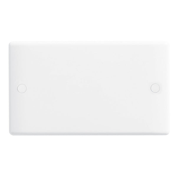 BG white round edge 2 gang blank plate