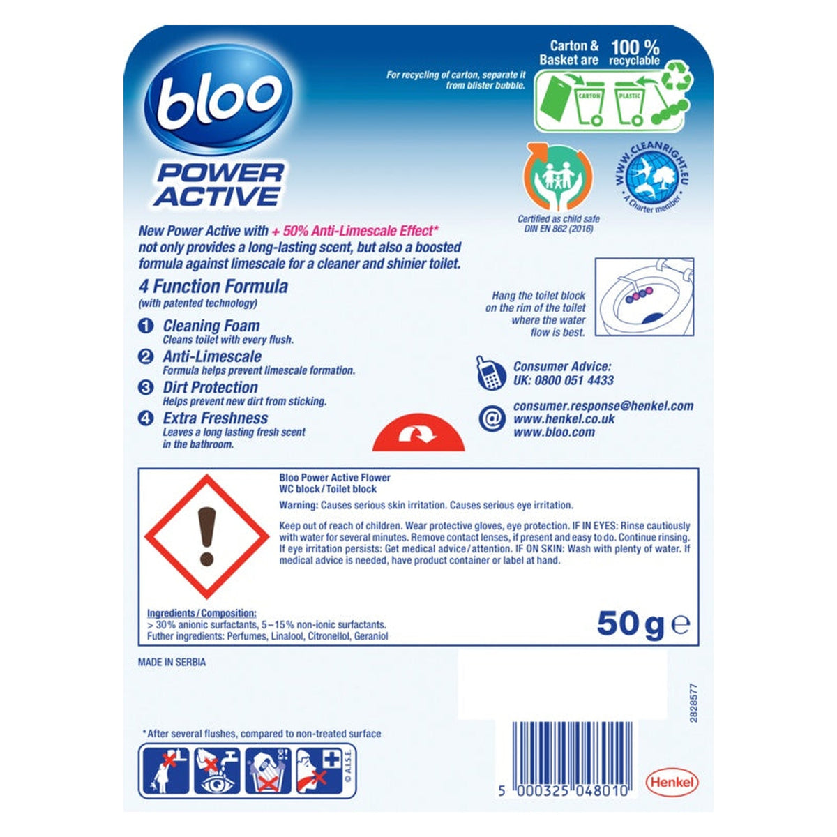 Bloo Power Active Clear Water toilet rim block, Flower, view 2