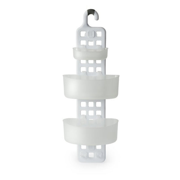 Blue Canyon white hanging shower caddy with 3 baskets