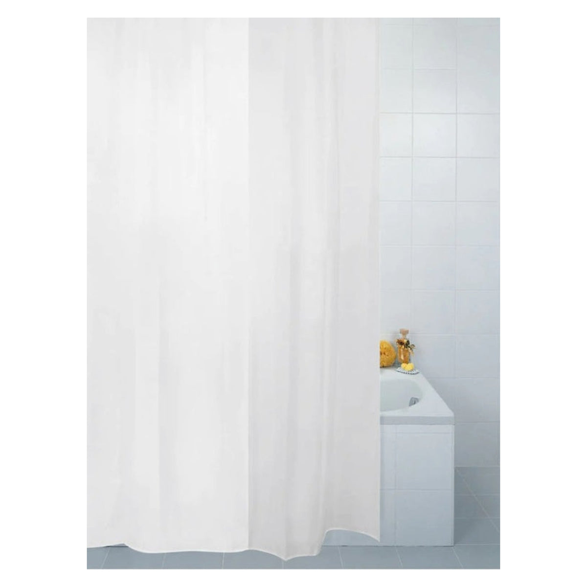 Blue Canyon plain white polyester shower curtain 250 x 200cm