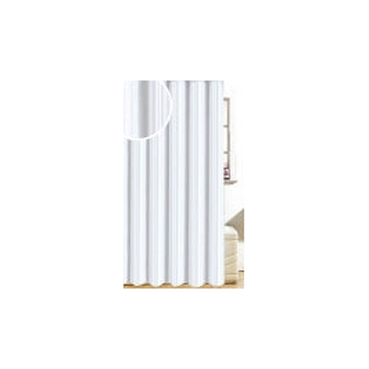 Blue Canyon white satin stripe polyester shower curtain
