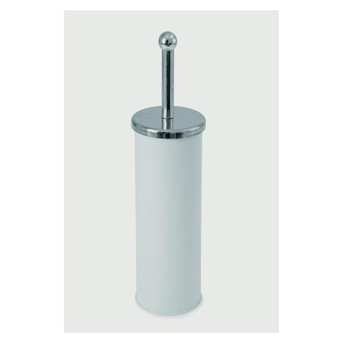 Blue Canyon white and chrome toilet brush and holder