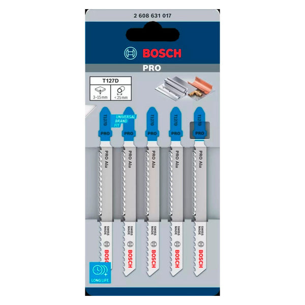 Pack of 5 Bosch aluminium cutting T-shank jigsaw blades