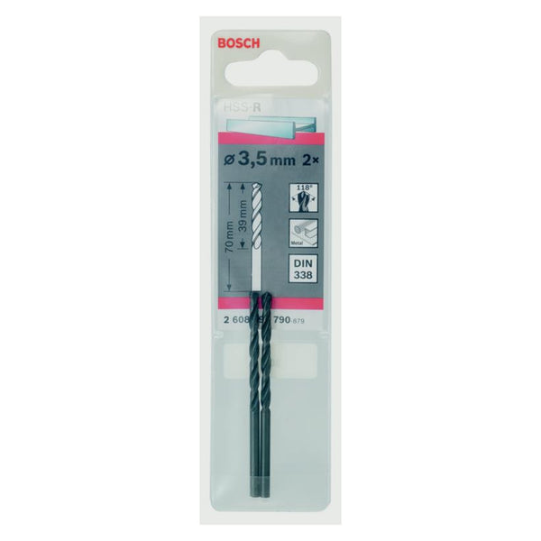 Pack of 2 Bosch HSS Twist Point 3.5mm drill bits
