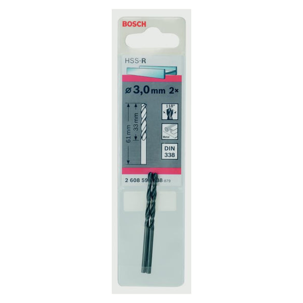 Bosch 3mm HSS Twist Point TEQ drill bits pack of 2
