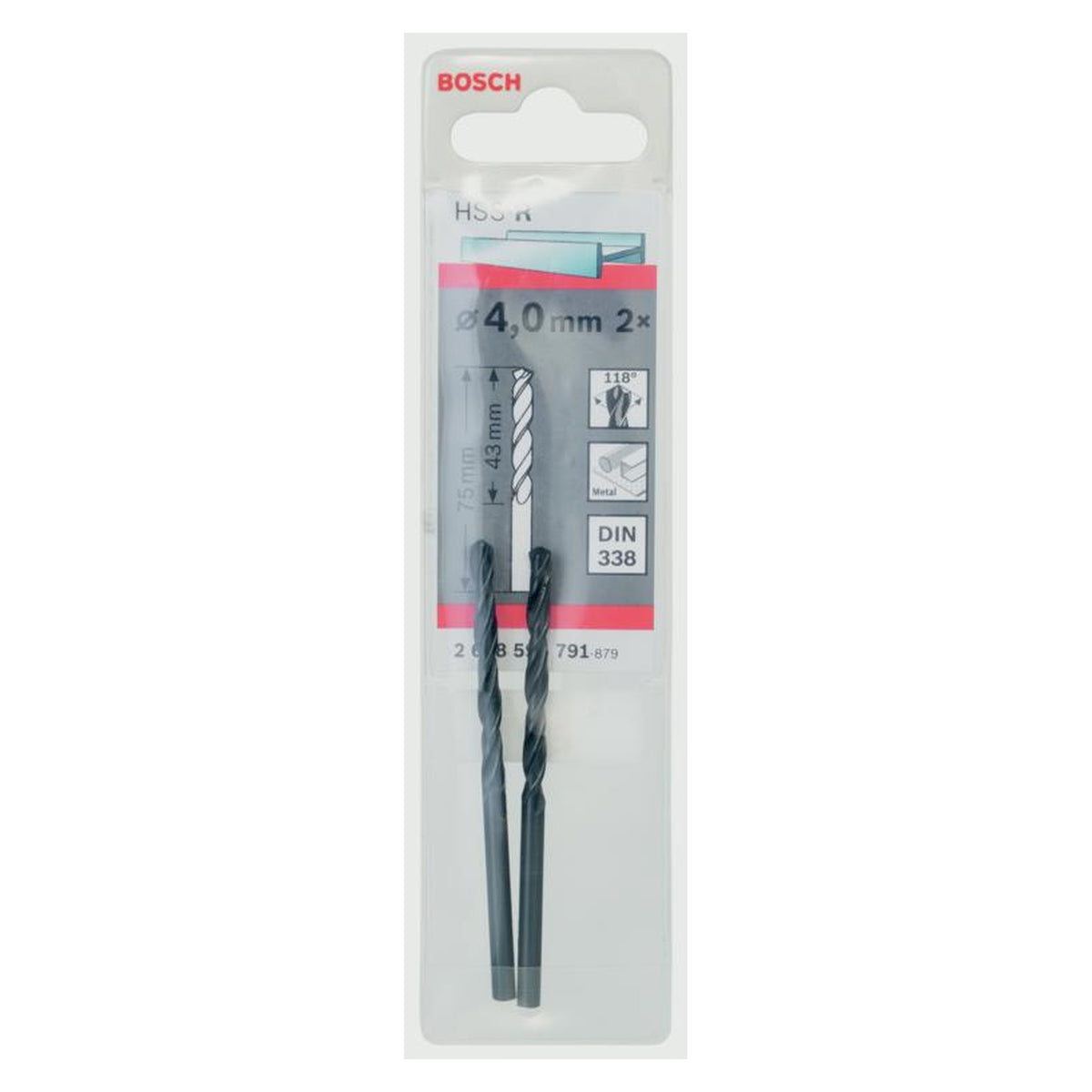 Pack of two Bosch HSS Twist Point TEQ 4mm drill bits