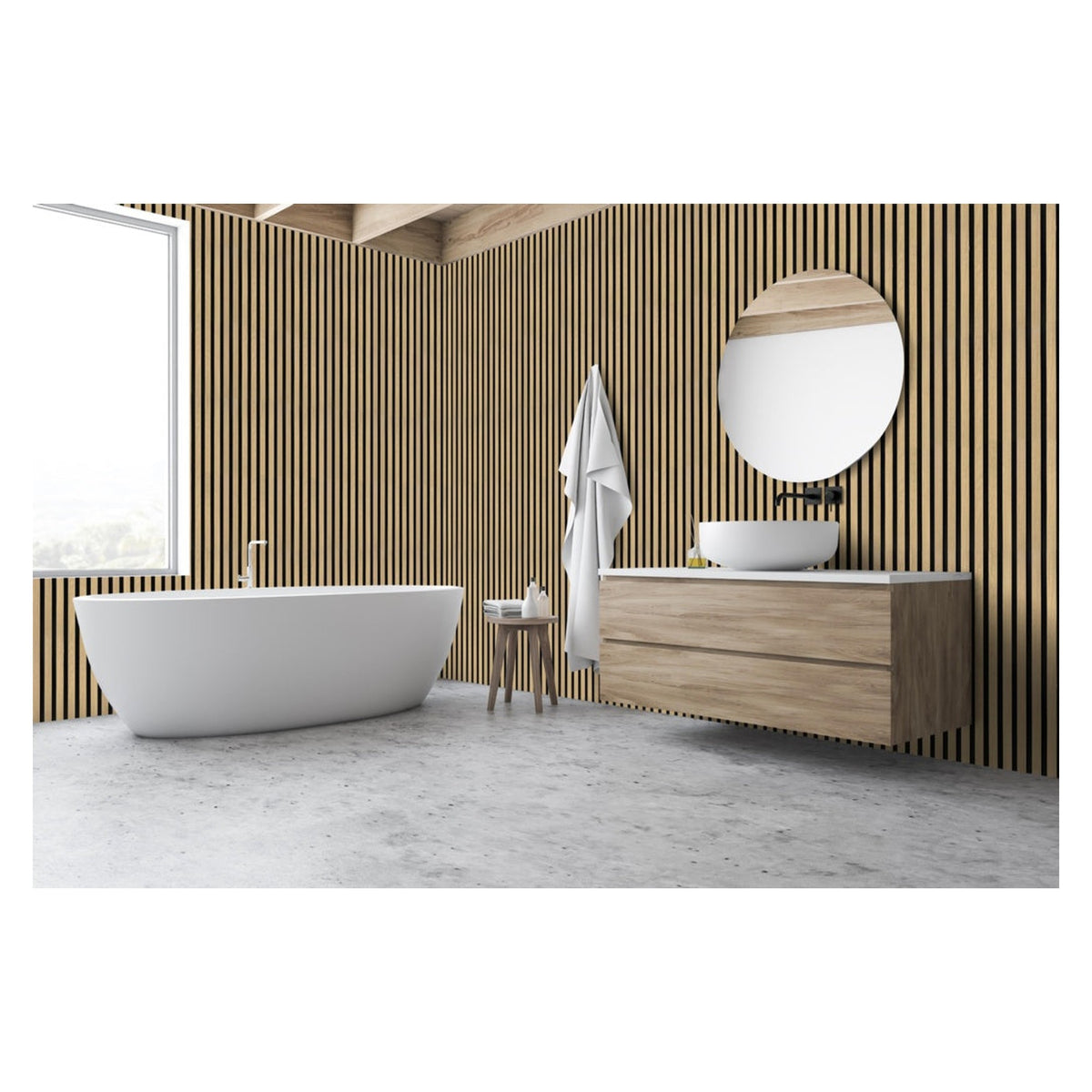 Bosco 3D wall panel LH trim in natural oak, 2.6m