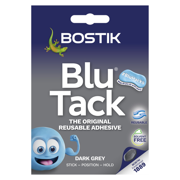 Bostik Blu Tack Handy reusable adhesive in dark grey