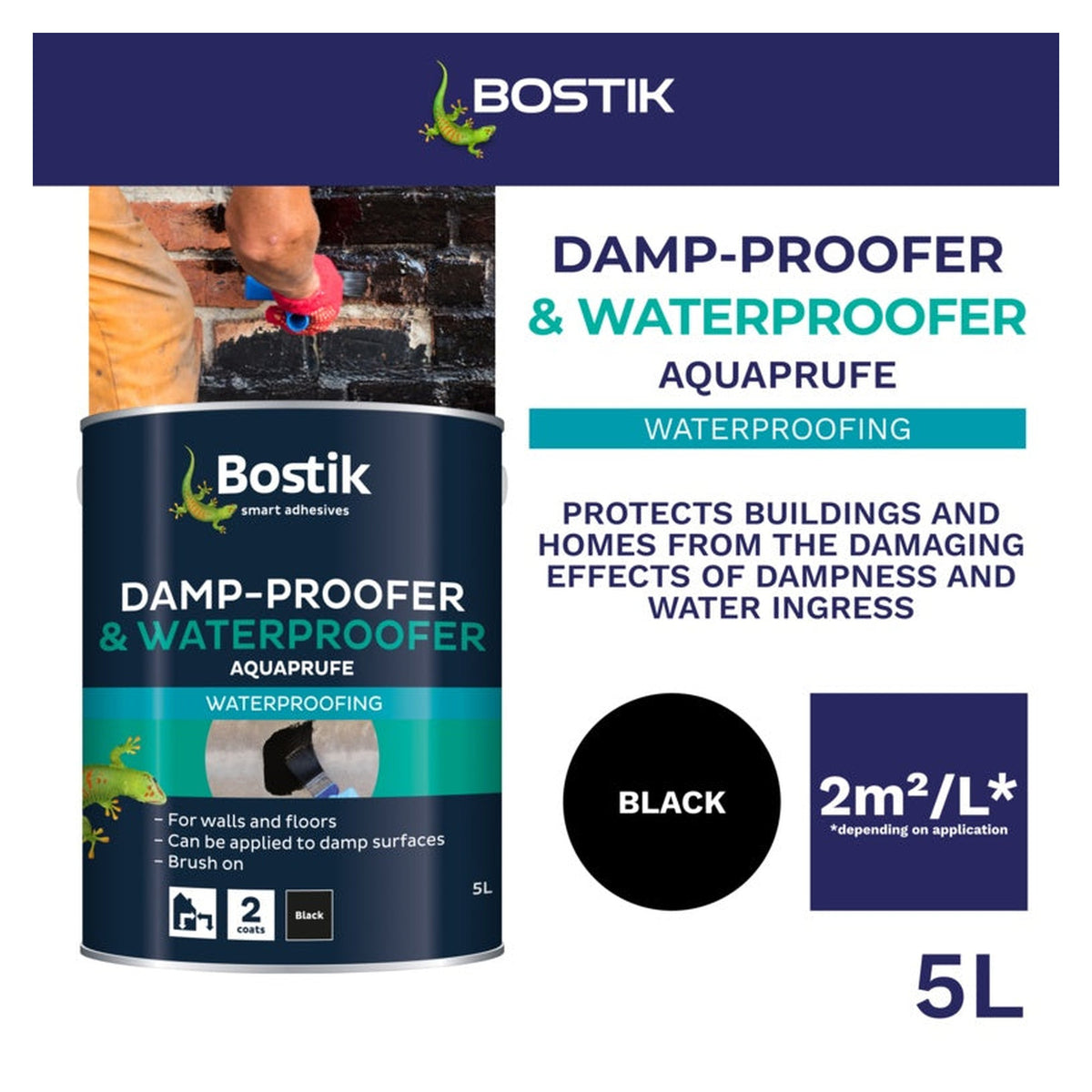 Bostik Damp-Proofer and Waterproofer 5L container, view 2