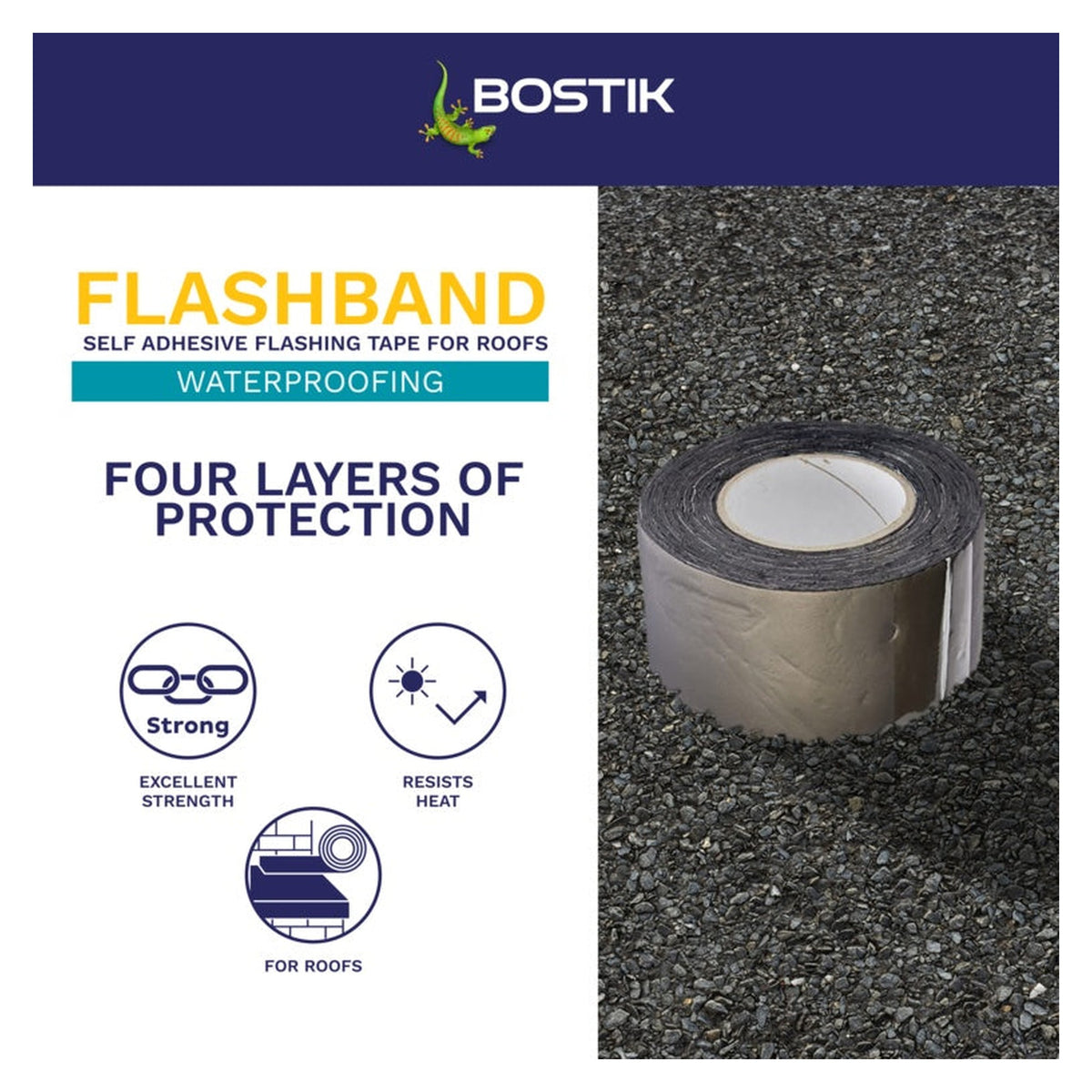 Bostik Flashband Original grey flashing tape, 10m x 225mm, view 4