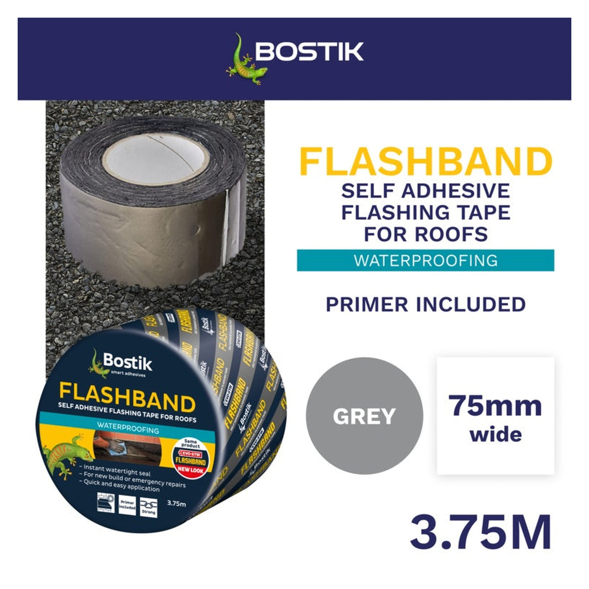 Bostik Flashband Original with primer 3.75m x 75mm, view 6