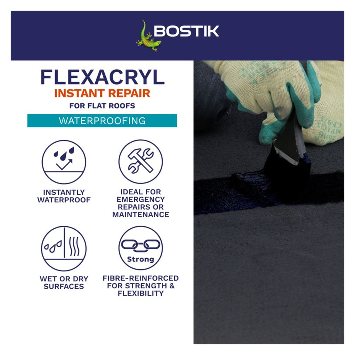 Bostik Flexacryl instant repair compound black 1kg, view 2