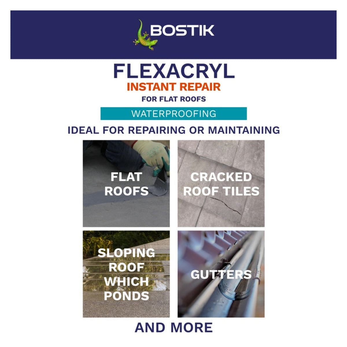 Bostik Flexacryl Instant Repair 5kg tub in grey, view 3