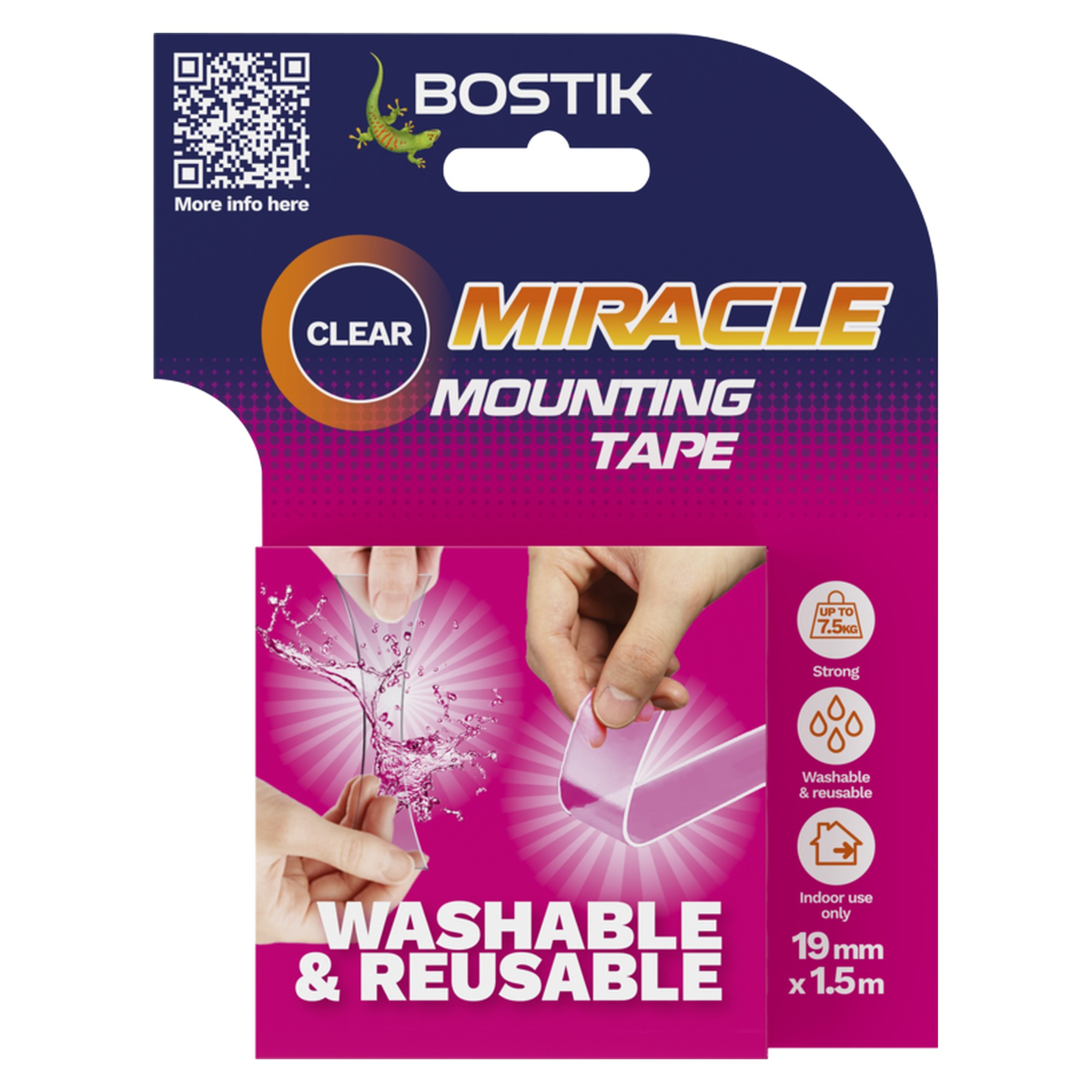 Bostik Miracle clear mounting tape 19mm x 1.5m