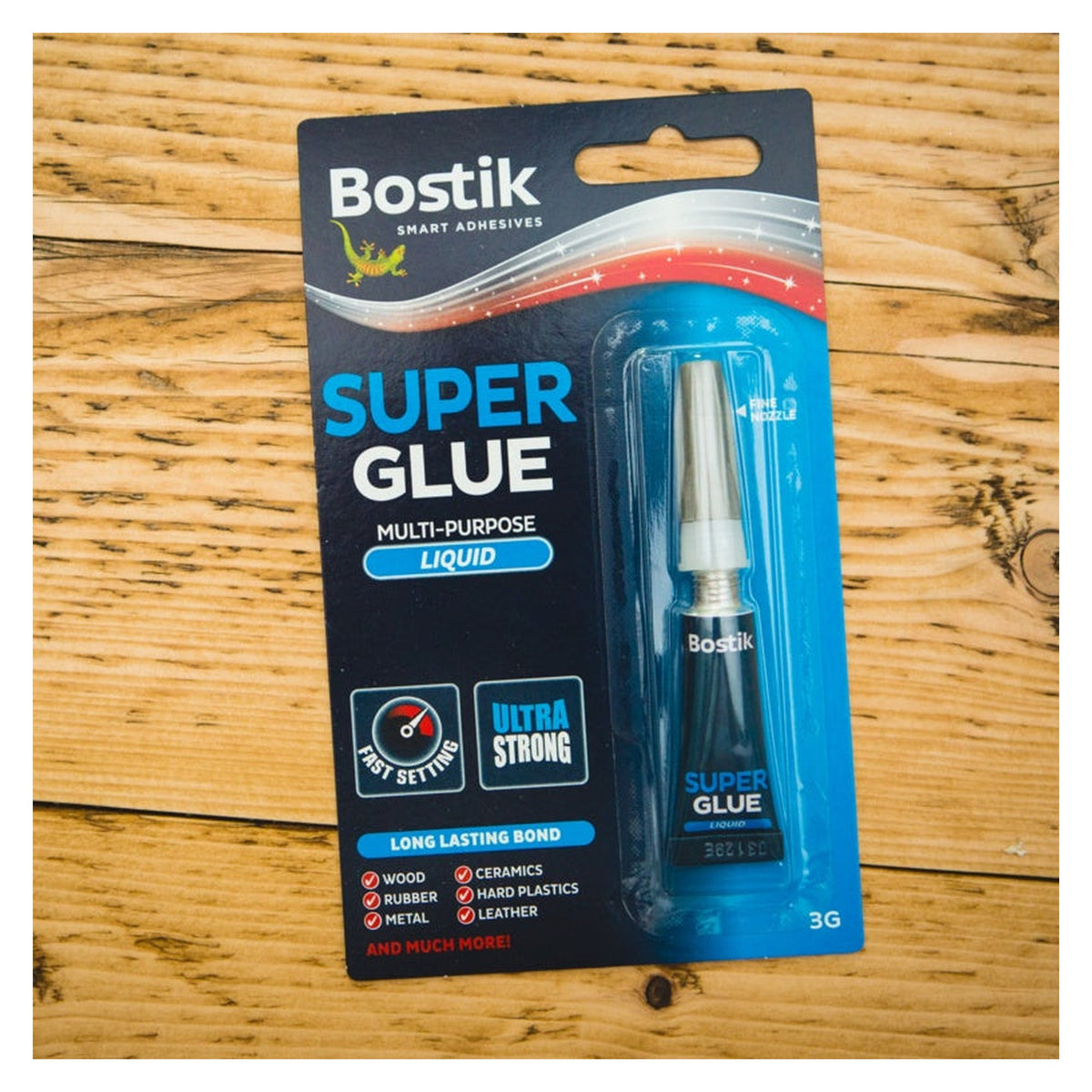Bostik Super Glue Original 3g tube on card, view 2