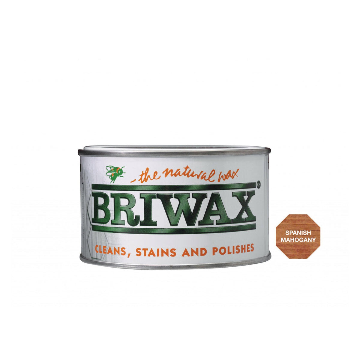 Briwax Natural Wax 400g tin in Spanish Mahogany