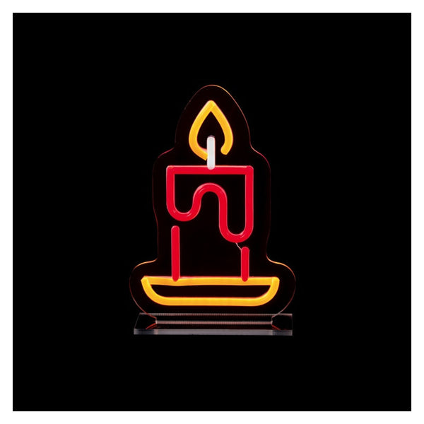 Candle Design Table Top Lit Neon Sign - 25cm
