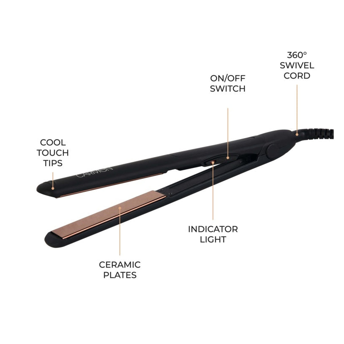 Carmen Noir 11 black hair straightener, view 7