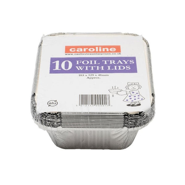 Pack of ten Caroline 16oz foil trays with lids
