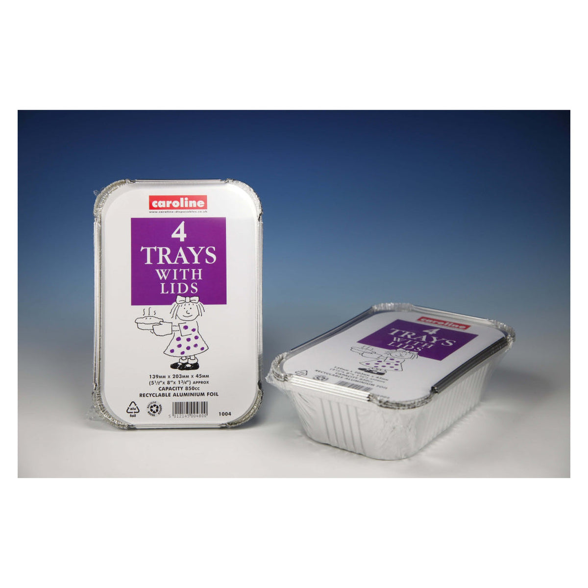 Pack of 4 Caroline 30oz foil trays with lids
