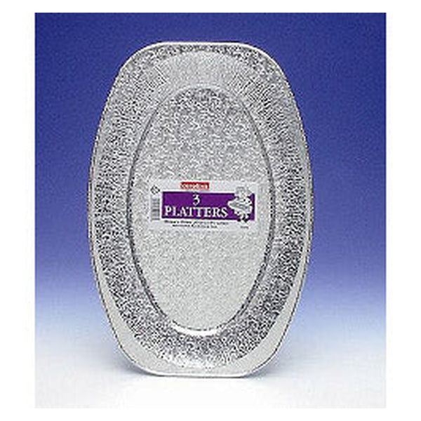 Pack of three Caroline 43cm silver foil platters