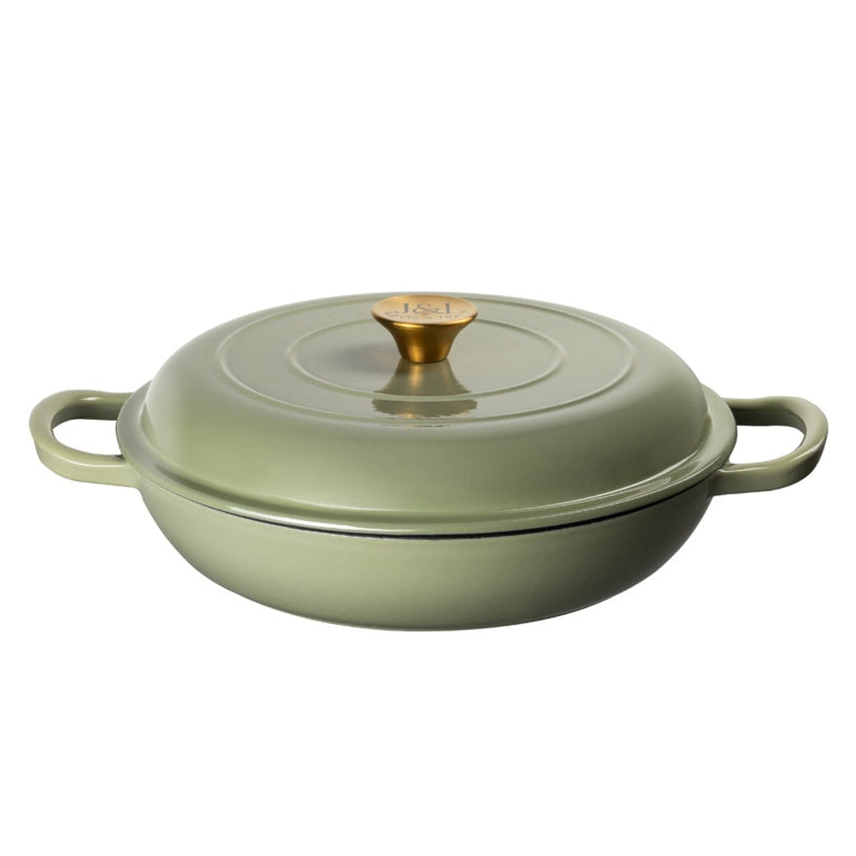 Cast Iron Sage Green Casserole - 30cm Shallow