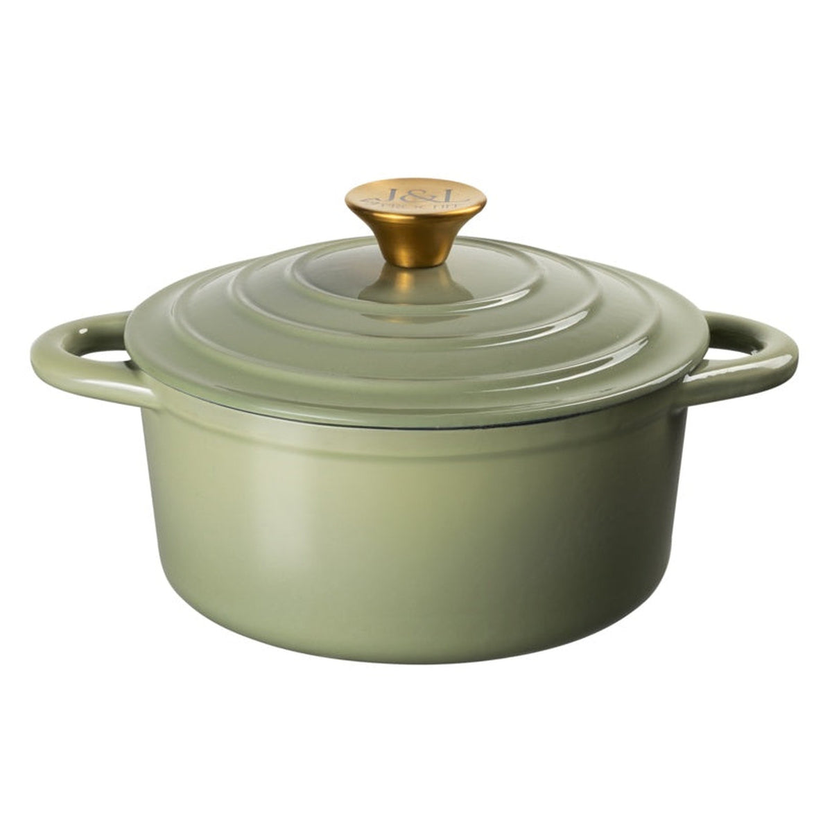 Cast Iron Sage Green Round Casserole - 21cm