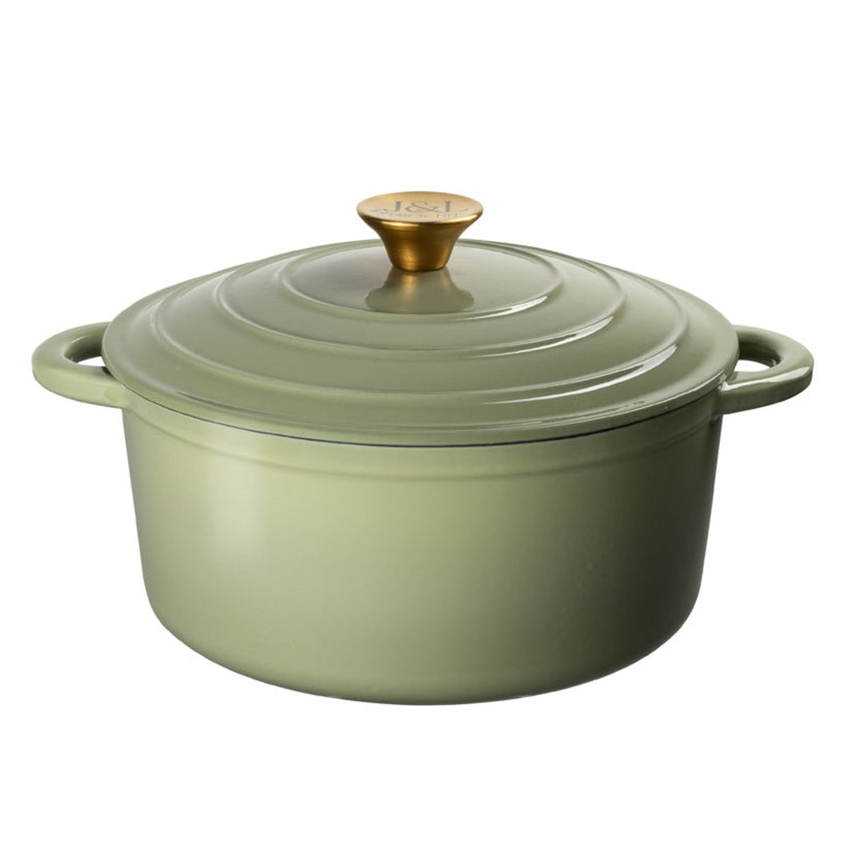 Cast Iron Sage Green Round Casserole - 26cm