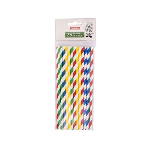 Castleview multi colour striped paper straws, pack of 25