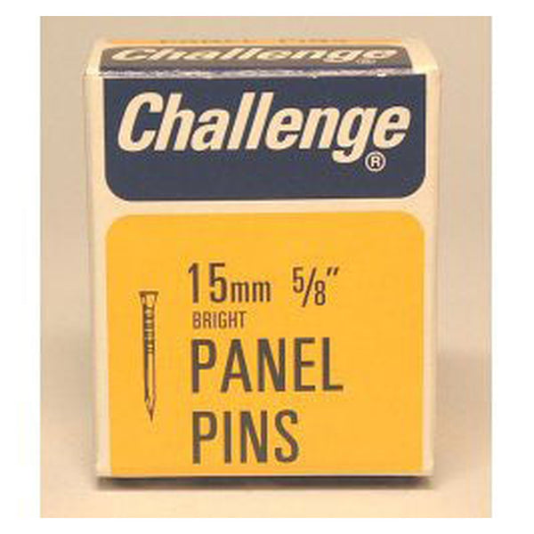 Challenge bright steel panel pins 15mm 40g box