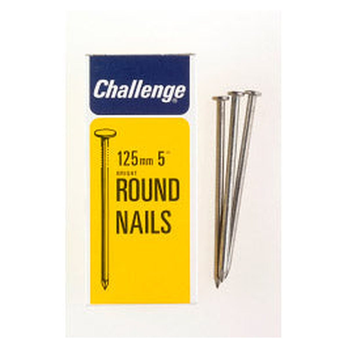 Challenge 125mm bright steel round wire nails in a 500g box