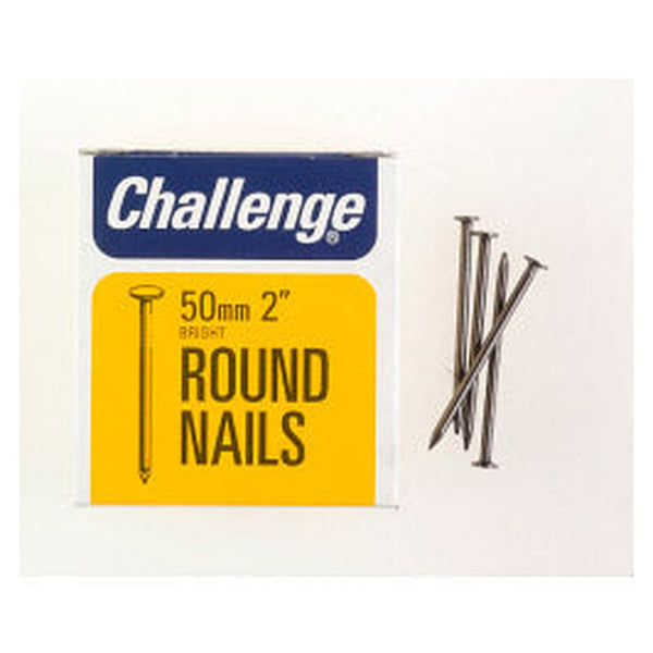 Challenge bright steel round wire nails 50mm 225g box