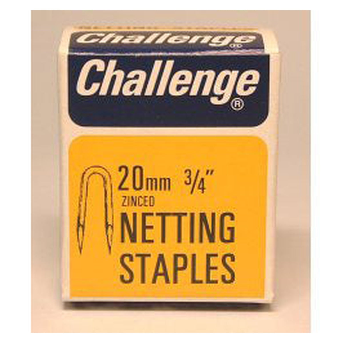 Challenge zinc plated netting staples 20mm, 40g box