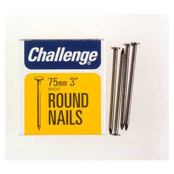 Challenge bright steel round wire nails 75mm, 225g box