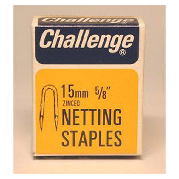 Box of Challenge 15mm zinc plated netting staples