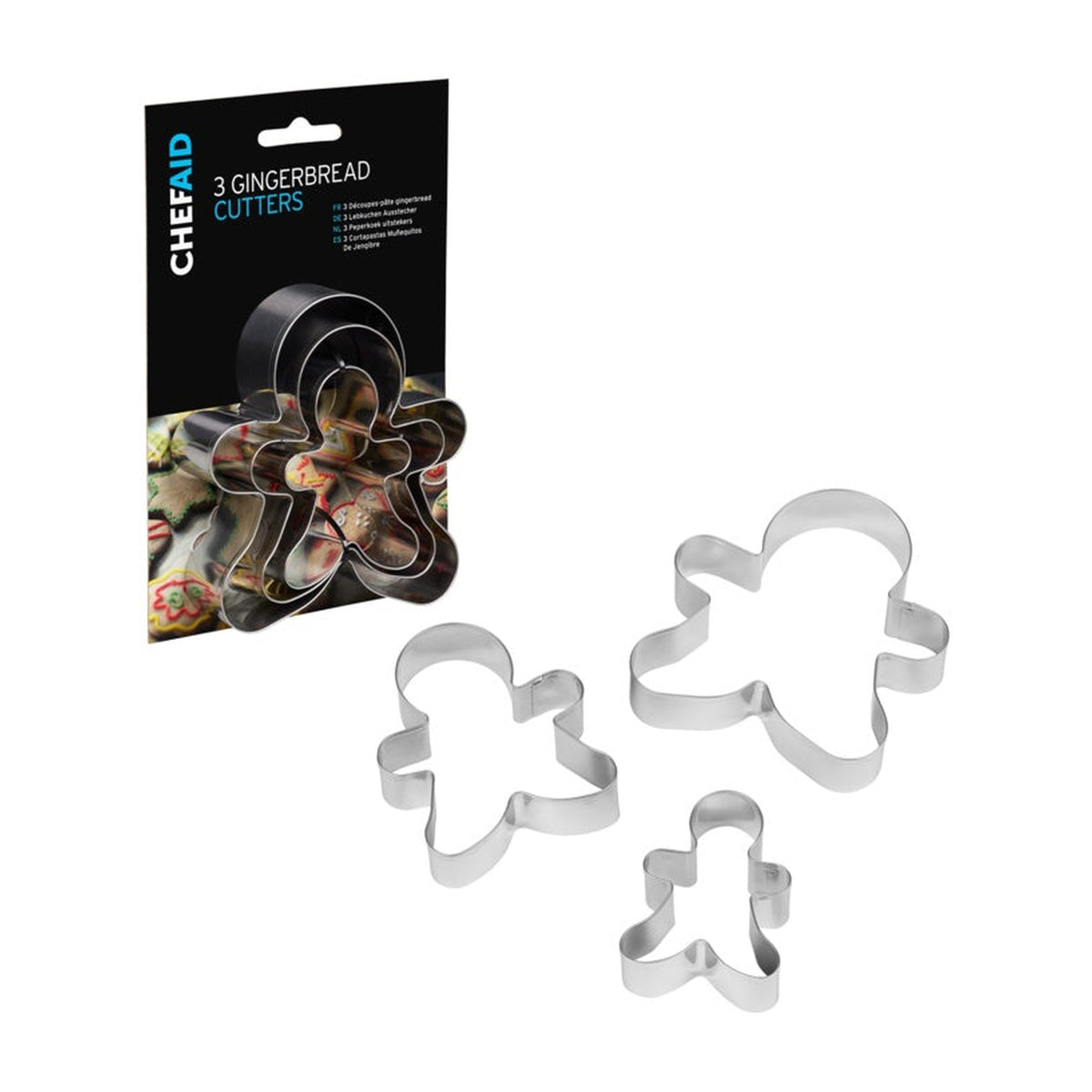Chef Aid set of 3 stainless steel gingerbread cutters, view 2