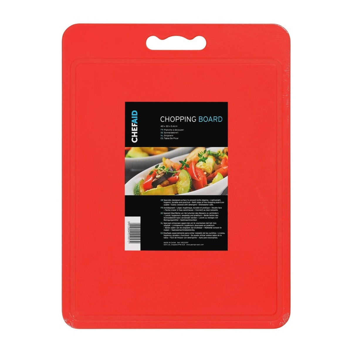 Chef Aid red poly chopping board, 40 x 30cm, view 2
