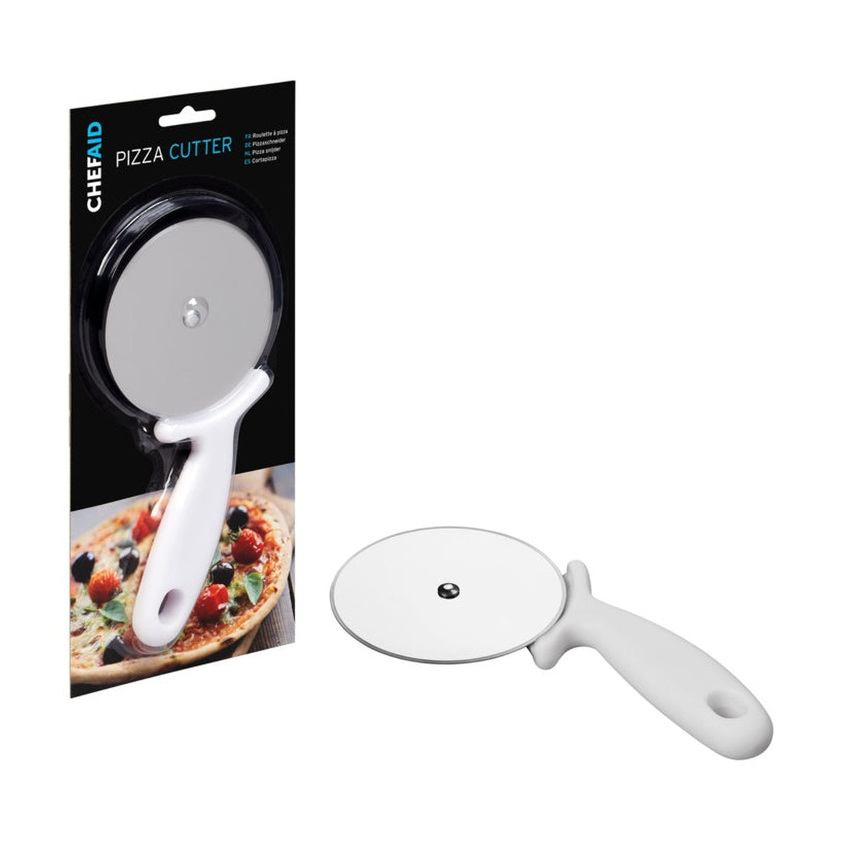 Chef Aid white stainless steel pizza cutter, view 2