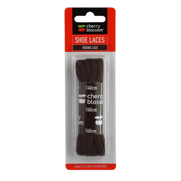 Cherry Blossom brown round shoe laces 140cm