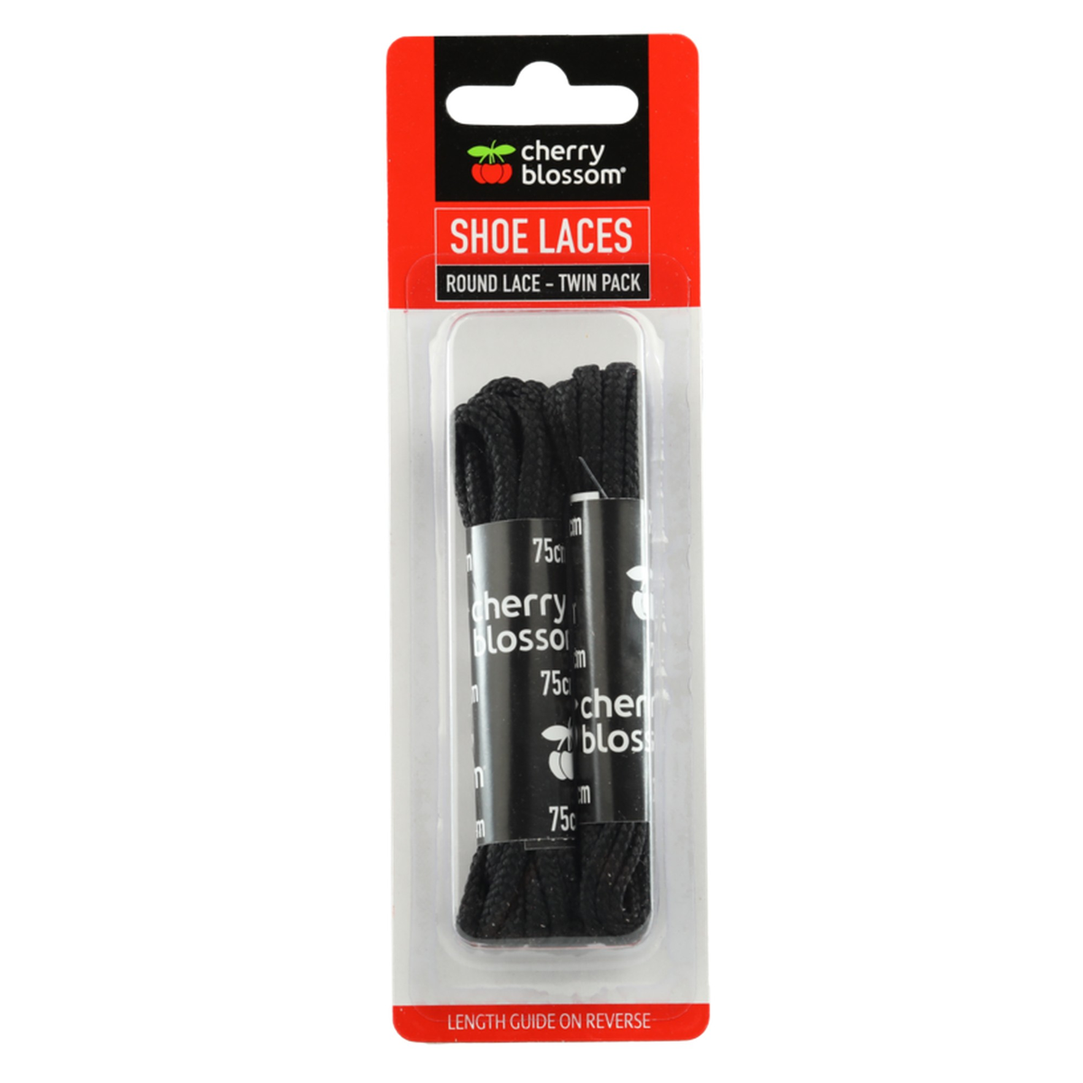 Cherry Blossom black round laces 75cm twin pack
