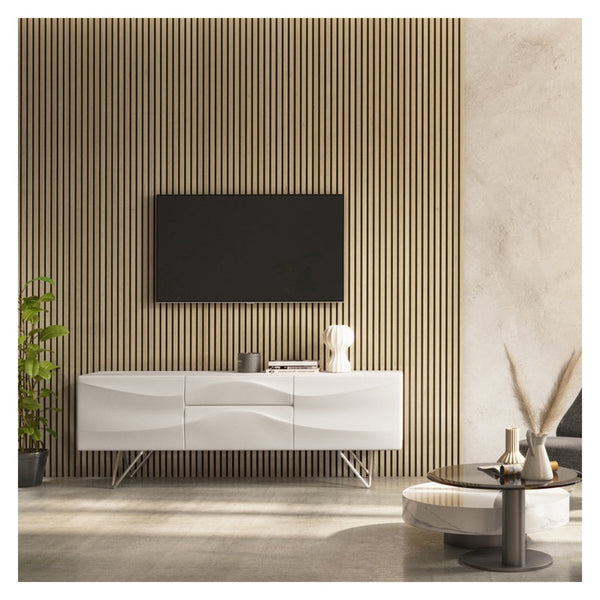Cheshire Mouldings light oak acoustic slat wall panel